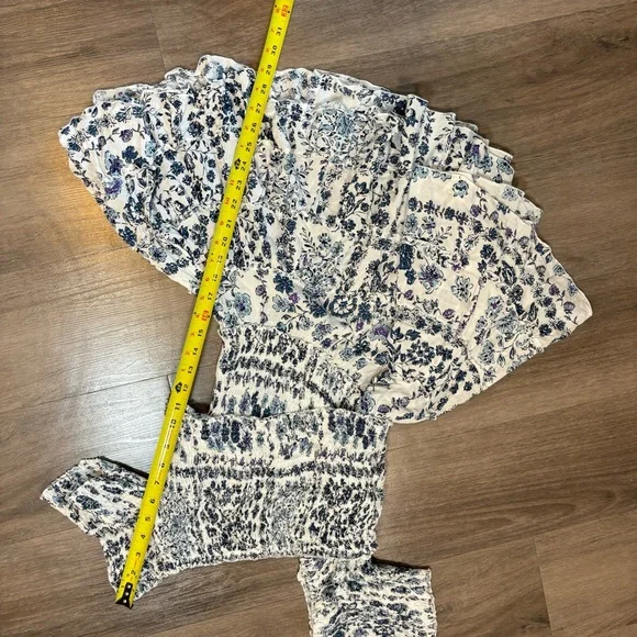 Poupette St. Barth White and Blue Off-Shoulder Mini Sundress - Picture 3 of 6